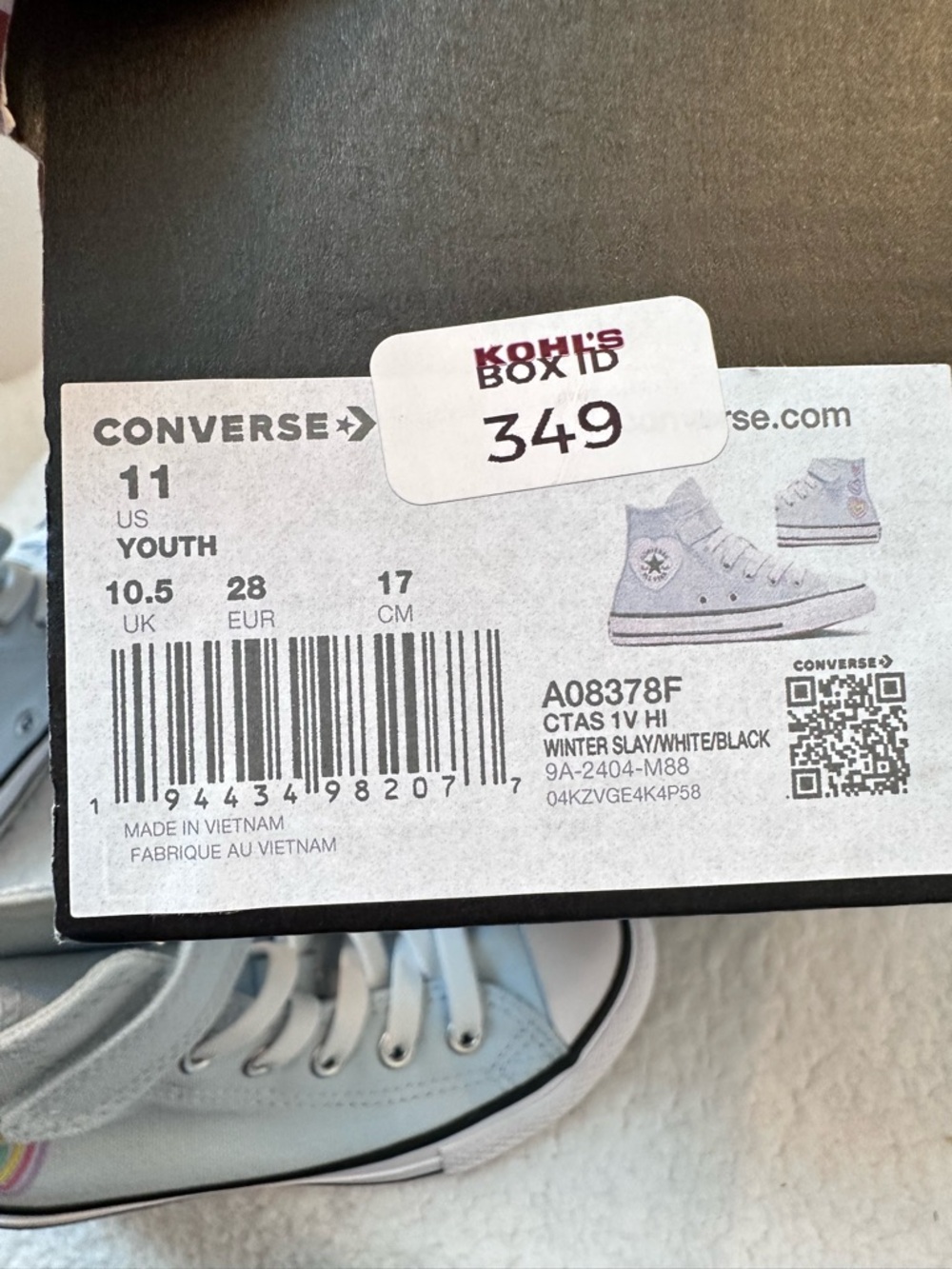 Converse Kids Light Blue High Top Sneakers with Rainbow Heart Accents - Picture 9 of 10